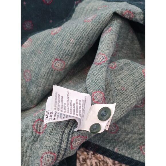 American Eagle Green Corduroy Shirt Microprint Floral Vibe Size S Soft Grunge - Picture 8 of 10